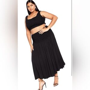 City Chic 22 Black Cropped Top and Skirt Set